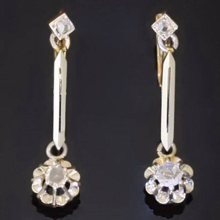 Art Deco dangling rose cut diamond earrings